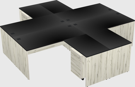 Quad l-shaped office desks