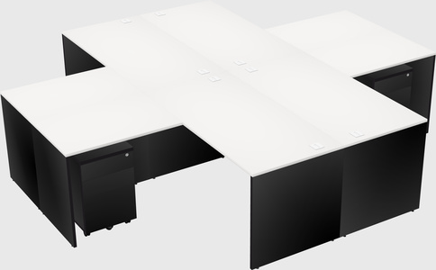 Quad l-shaped office desks