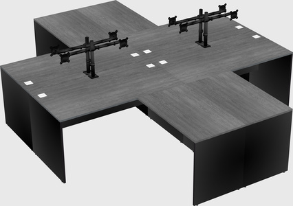 Quad l-shaped office desks