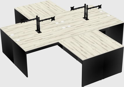 Quad l-shaped office desks