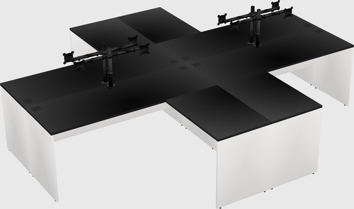 Quad l-shaped office desks