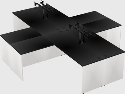 Quad l-shaped office desks