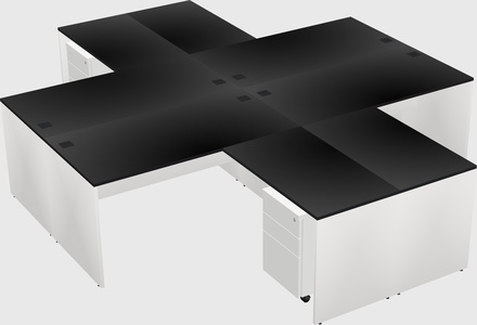 Quad l-shaped office desks