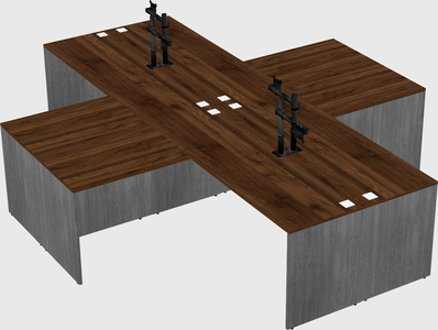 Bureaux de bureau quadruples en forme de l