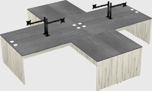 Quad l-shaped office desks