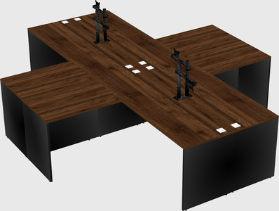 Bureaux de bureau quadruples en forme de l