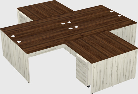 Quad l-shaped office desks