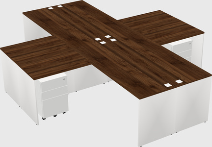 Bureaux de bureau quadruples en forme de l