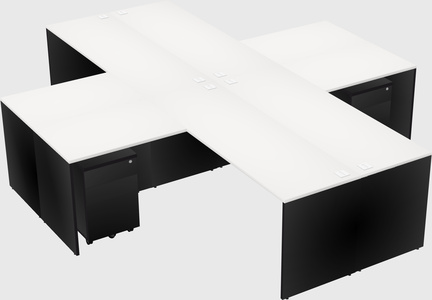 Quad l-shaped office desks