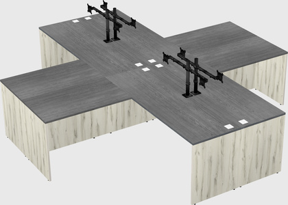 Quad l-shaped office desks