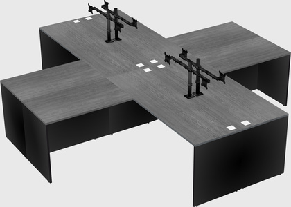 Bureaux de bureau quadruples en forme de l