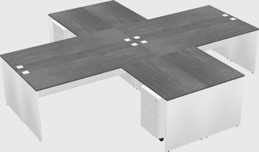 Bureaux de bureau quadruples en forme de l