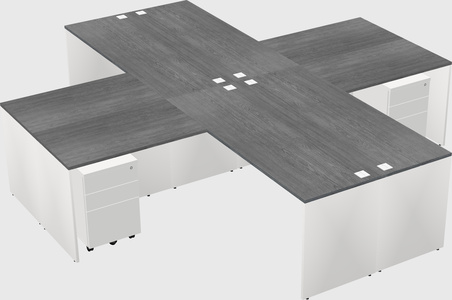 Bureaux de bureau quadruples en forme de l