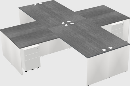 Bureaux de bureau quadruples en forme de l