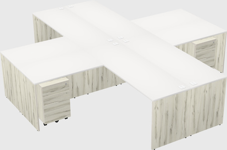 Bureaux de bureau quadruples en forme de l
