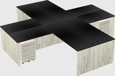 Bureaux de bureau quadruples en forme de l