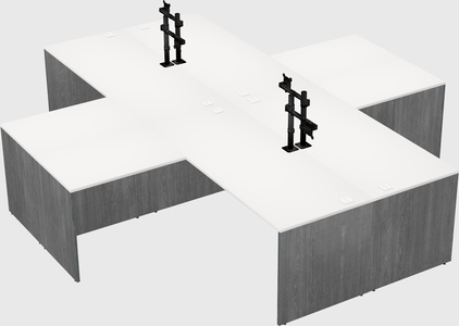 Bureaux de bureau quadruples en forme de l