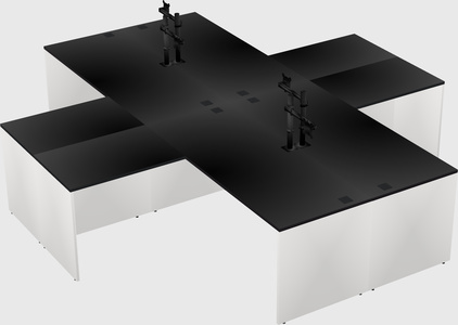 Quad l-shaped office desks