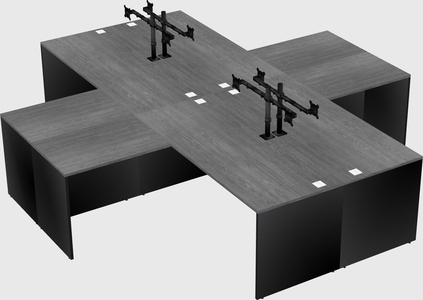 Bureaux de bureau quadruples en forme de l