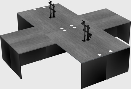 Bureaux de bureau quadruples en forme de l