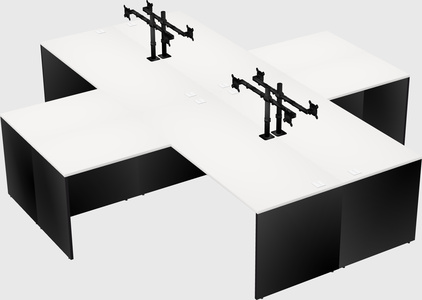 Bureaux de bureau quadruples en forme de l