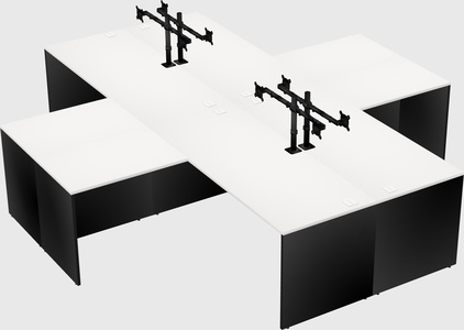 Bureaux de bureau quadruples en forme de l