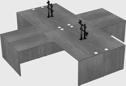 Bureaux de bureau quadruples en forme de l