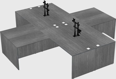 Bureaux de bureau quadruples en forme de l