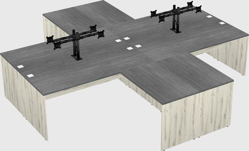 Quad l-shaped office desks