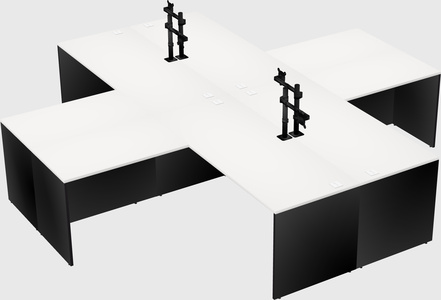 Bureaux de bureau quadruples en forme de l