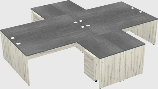 Bureaux de bureau quadruples en forme de l