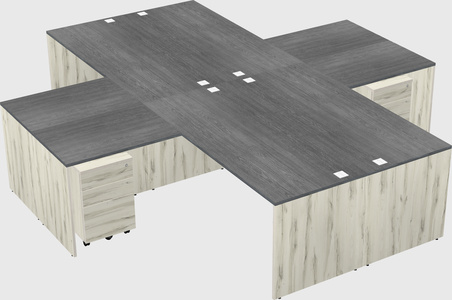 Bureaux de bureau quadruples en forme de l