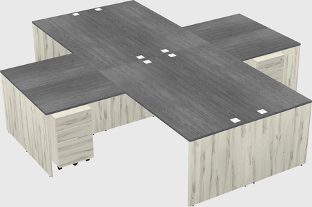 Bureaux de bureau quadruples en forme de l