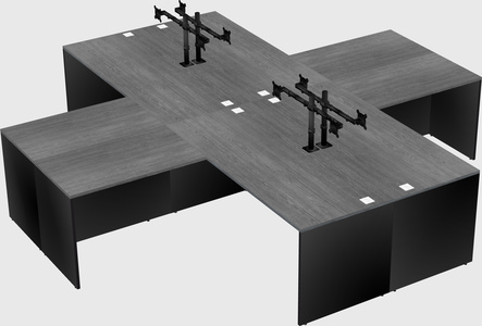 Bureaux de bureau quadruples en forme de l