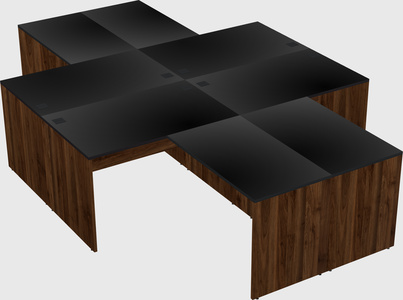 Quad l-shaped office desks