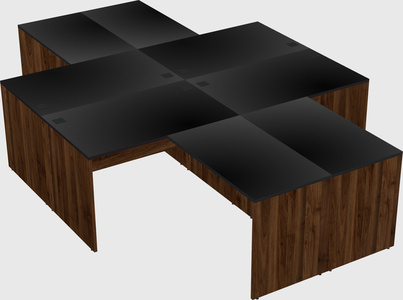 Quad l-shaped office desks
