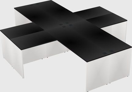 Bureaux de bureau quadruples en forme de l