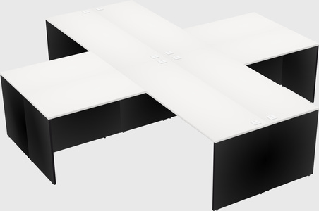 Bureaux de bureau quadruples en forme de l