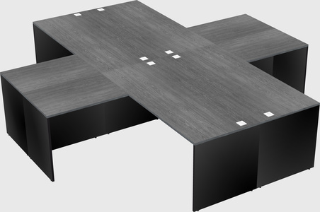 Bureaux de bureau quadruples en forme de l