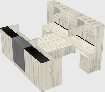 Shared u-shaped reception desks
