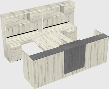 Shared u-shaped reception desks