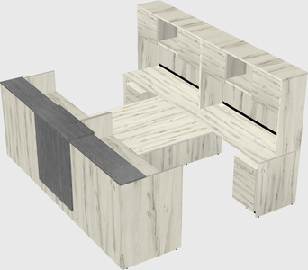 Shared u-shaped reception desks