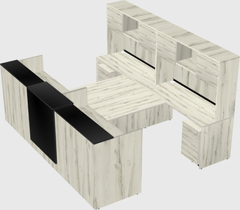 Shared u-shaped reception desks
