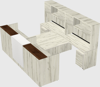 Shared u-shaped reception desks