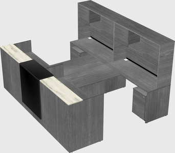 Shared u-shaped reception desks