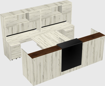 Shared u-shaped reception desks