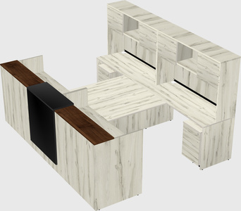 Shared u-shaped reception desks