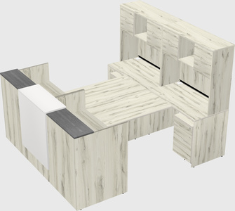 Shared u-shaped reception desks