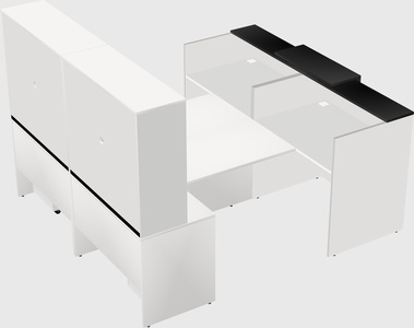 Shared u-shaped reception desks