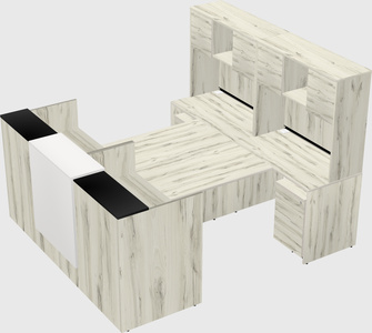 Shared u-shaped reception desks